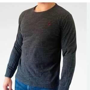 Cotton soft Polo Ralph Lauren Long Sleeve Custom Slim Fit T-Shirt Black grey